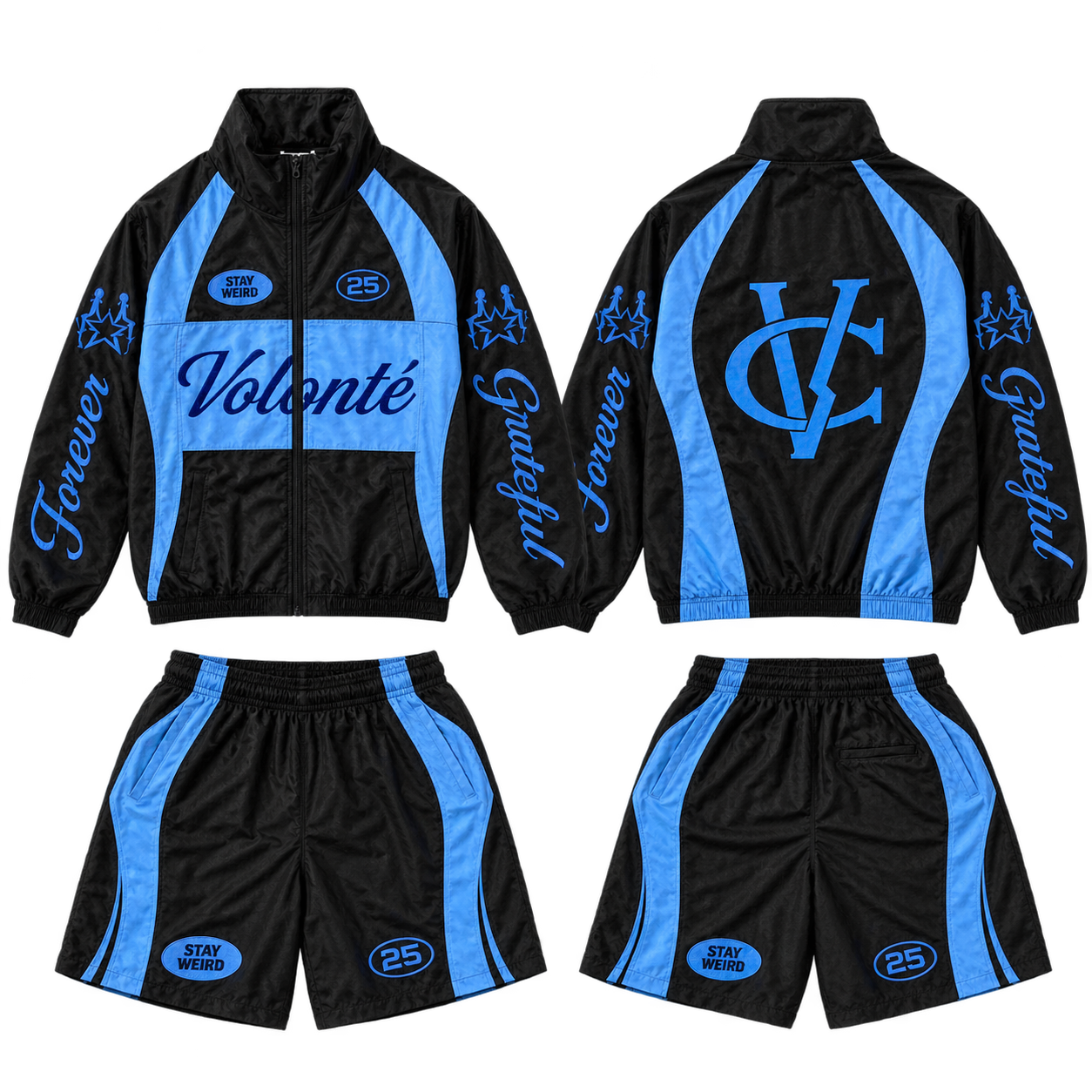 Volonté Black and Ice Blue Tracksuit Set