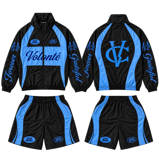 Volonté Black and Ice Blue Tracksuit Set