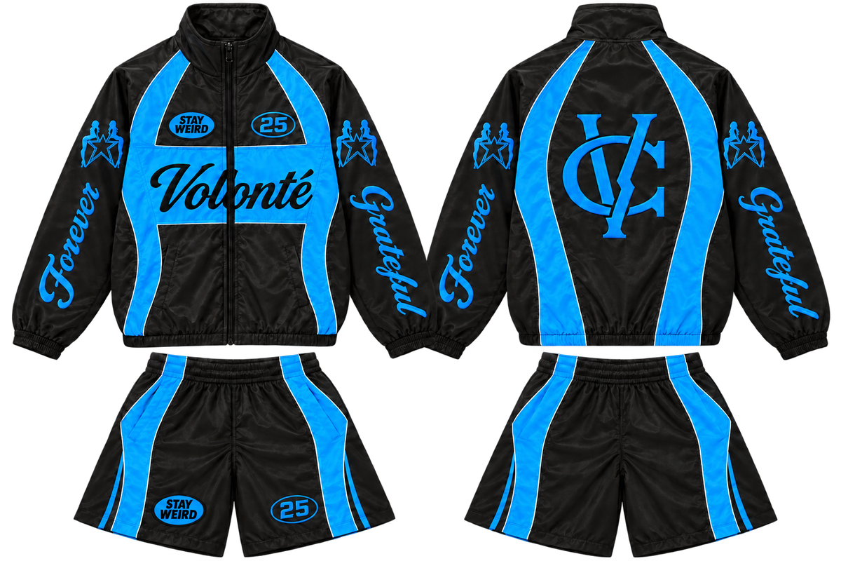 Volonté Black and Ice Blue Tracksuit Set