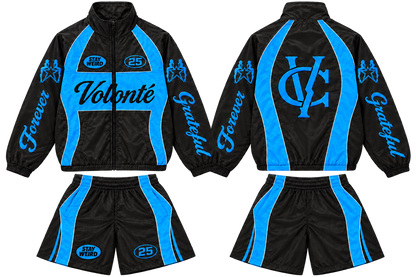 Volonté Black and Ice Blue Tracksuit Set