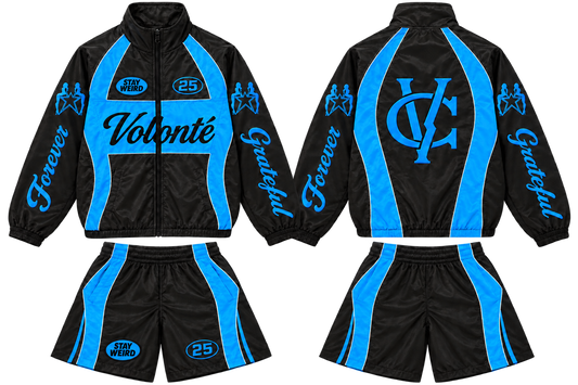 Volonté Black and Ice Blue Tracksuit Set