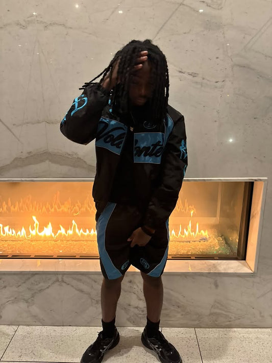 Volonté Black and Ice Blue Tracksuit Set